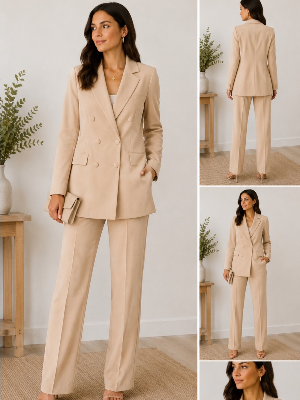 HAVE Los Angeles beige double breast pants suit size L